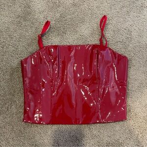 NWT Superdown Red Latex Patent Leather Crop Top Revolve